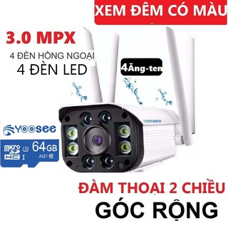Camera Wifi Yoosee 4 Râu 3.0MPX Quay Đêm Có Màu - xem đêm có màu siêu nét, cảnh báo chuyển động, đàm thoại 2 chiều