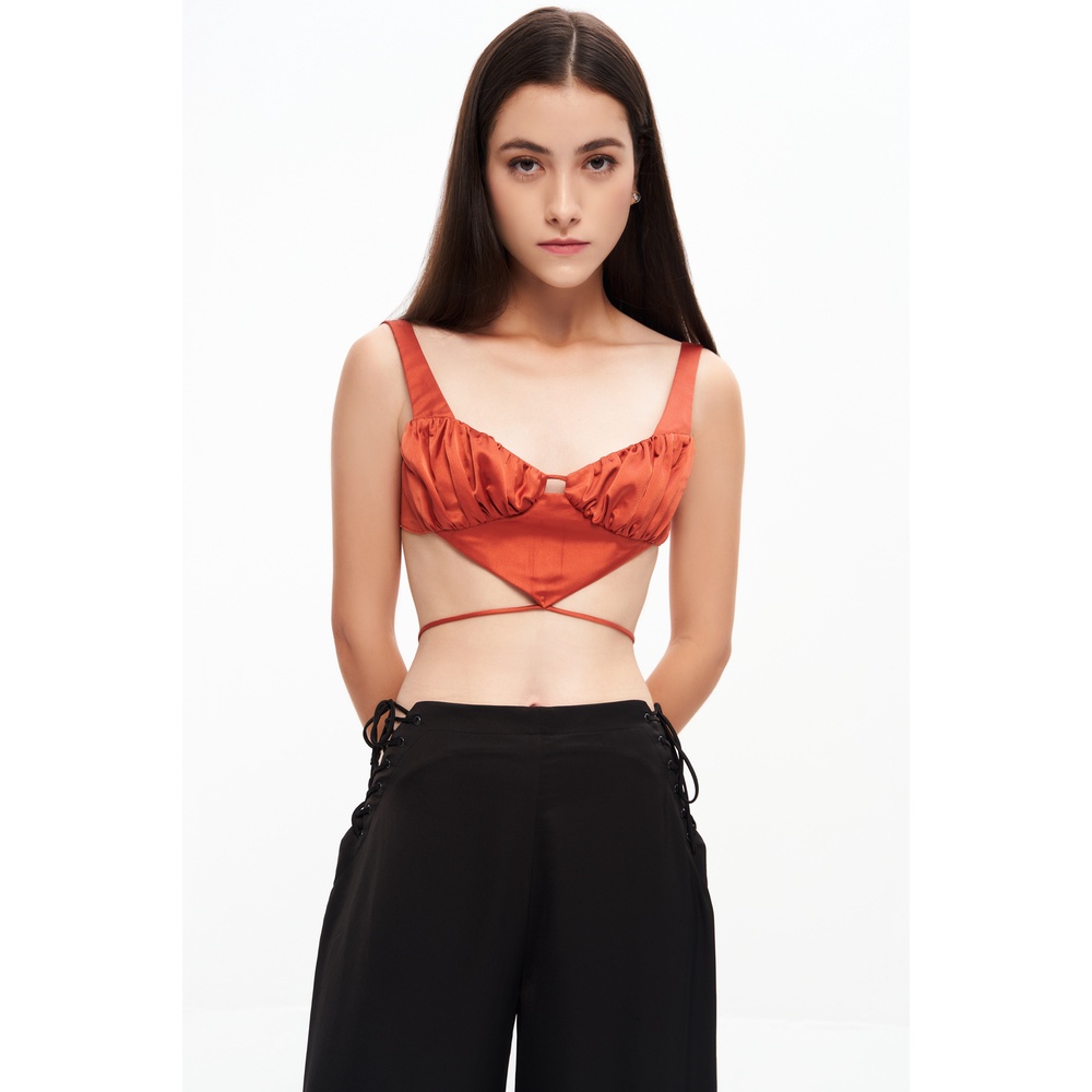 Áo bra nữ kiểu hai dây lụa cột dây sau lưng, là min - SILK HEART-SHAPED BRA TOP