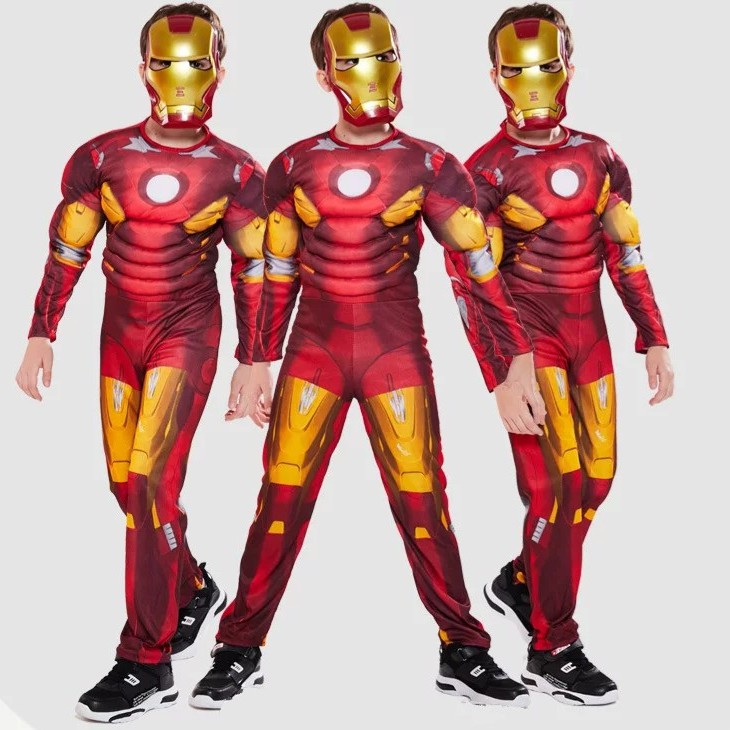 (CÓ SẴN) Trang Phục Hóa Trang Iron Man, Bộ Đồ Iron Man Kèm Mặt Nạ Cho Trẻ Em, Trang Phục Hóa Trang Siêu Anh Hùng