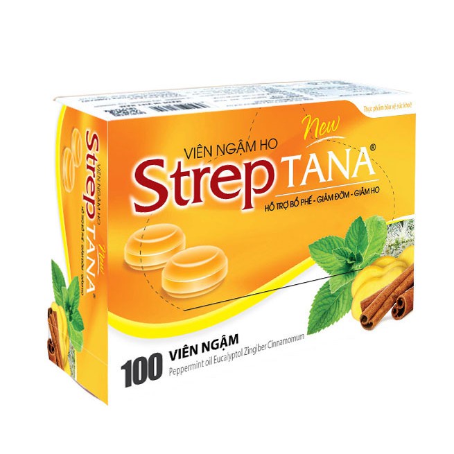 KẸO NGẬM HO STREPTANA HỘP 100 VIÊN GIÁ TỐT