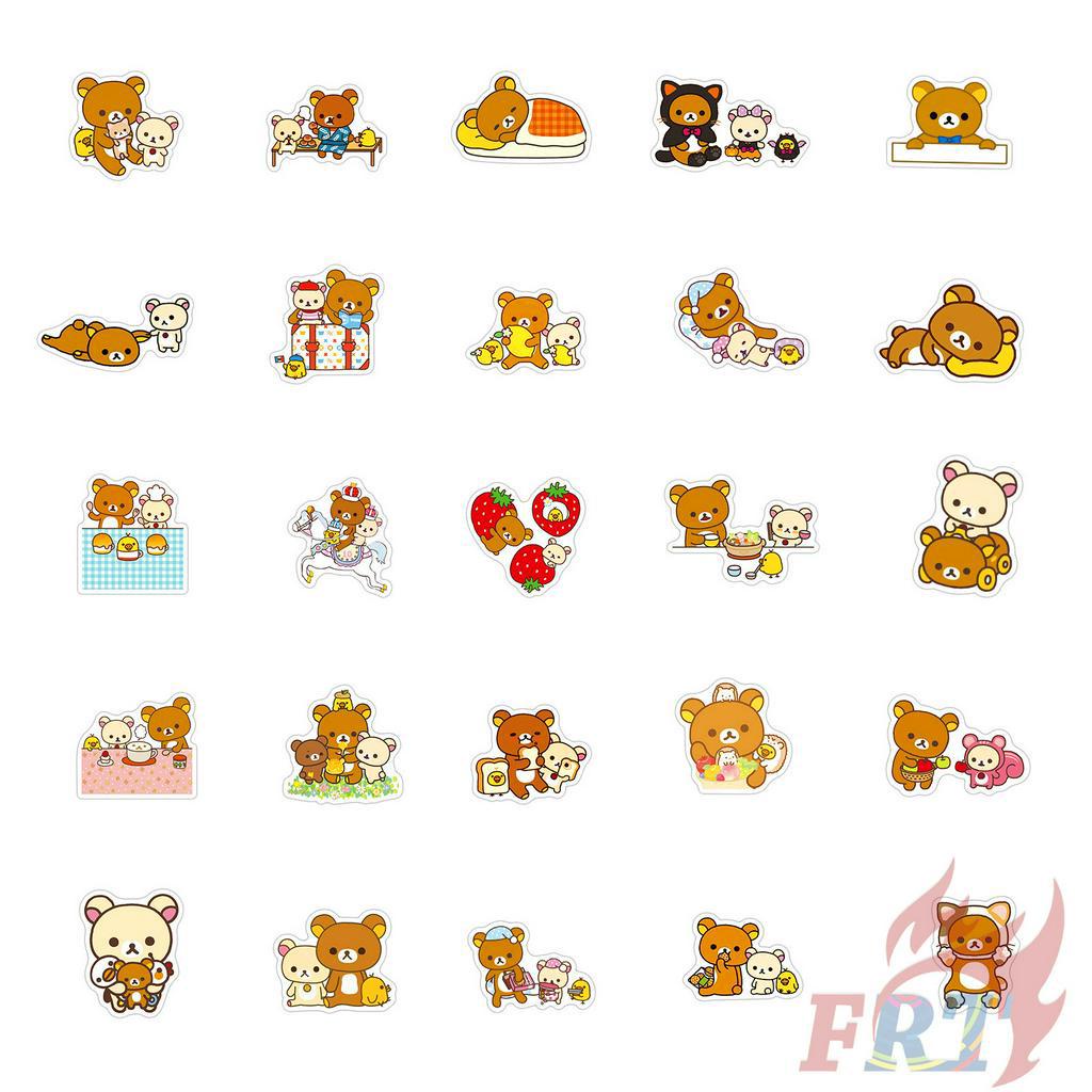 Set 50 hình dán họa tiết gấu Rilakkuma hoạt hình Series 02 trang trí thủ công DIY