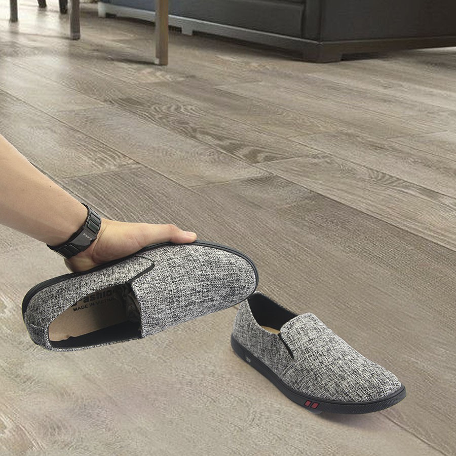 Giày lười nam MĐ G213 xám đen | BigBuy360 - bigbuy360.vn