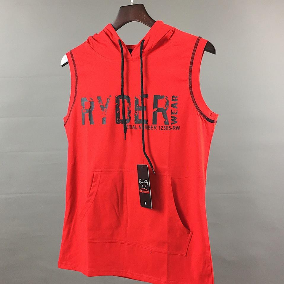 Áo Tank Top Tập Gym Nam Có Mũ Ryder Vải Cotton 100%  ཾ ྇