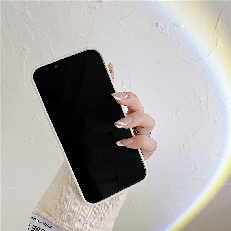 Ốp lưng iphone Ốp Điện Thoại Da Màu Trơn Họa Tiết Hoa Nhỏ Cho iphone7 7plus 8 8plus xs 11 12 13 pro max plus max promax Dinuo case