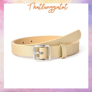 Thắt lưng nữ Ulzzang mặt vuông màu bạc da caro bản 2.3cm (Hỗ trợ bấm, cắt dây nịt) TL078 - Thắt Lưng Giá Tốt