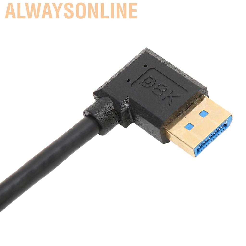 Alwaysonline 8K HD Displayport Cable DP1.4 90 Degree Right Angle DP Male To Line Wire