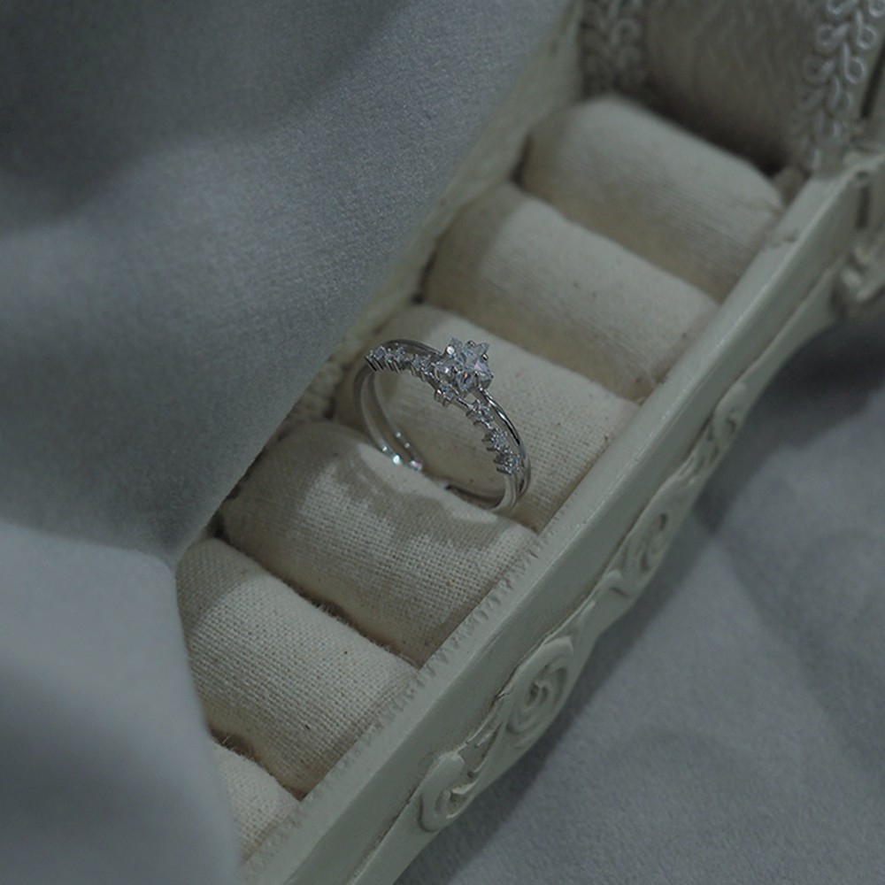 Nhẫn đính đá 2 lớp thời trang Hàn Quốc