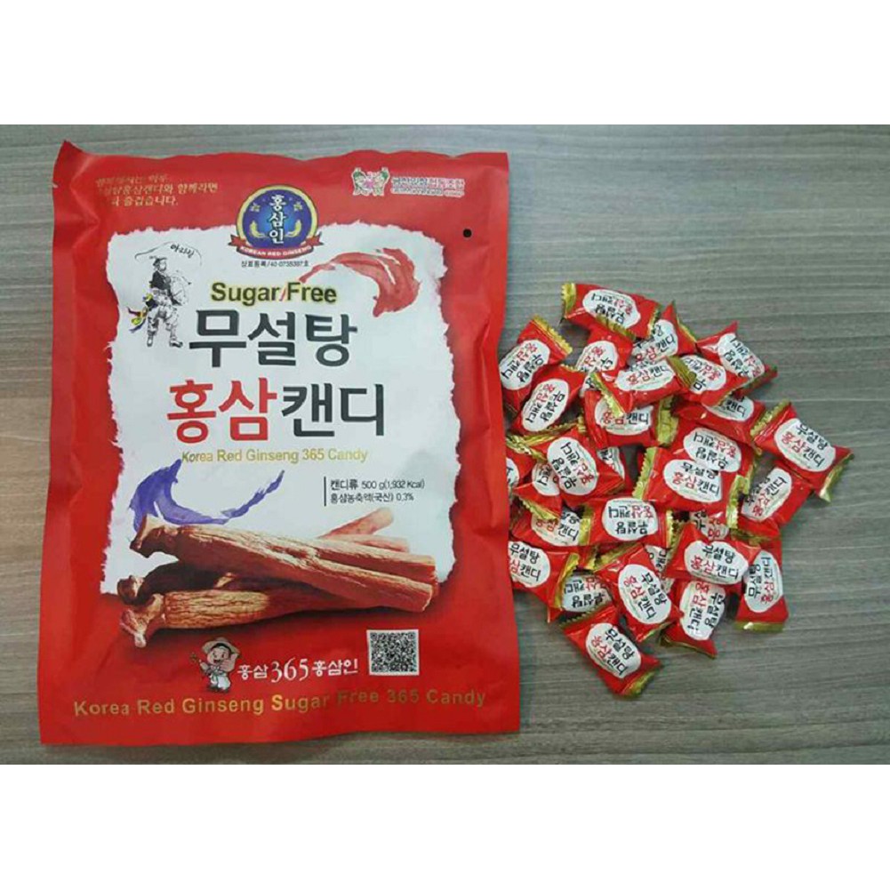 Kẹo Hồng Sâm Không Đường Đỏ 365 gói 500g - SUGAR FREE GINSENG CANDY