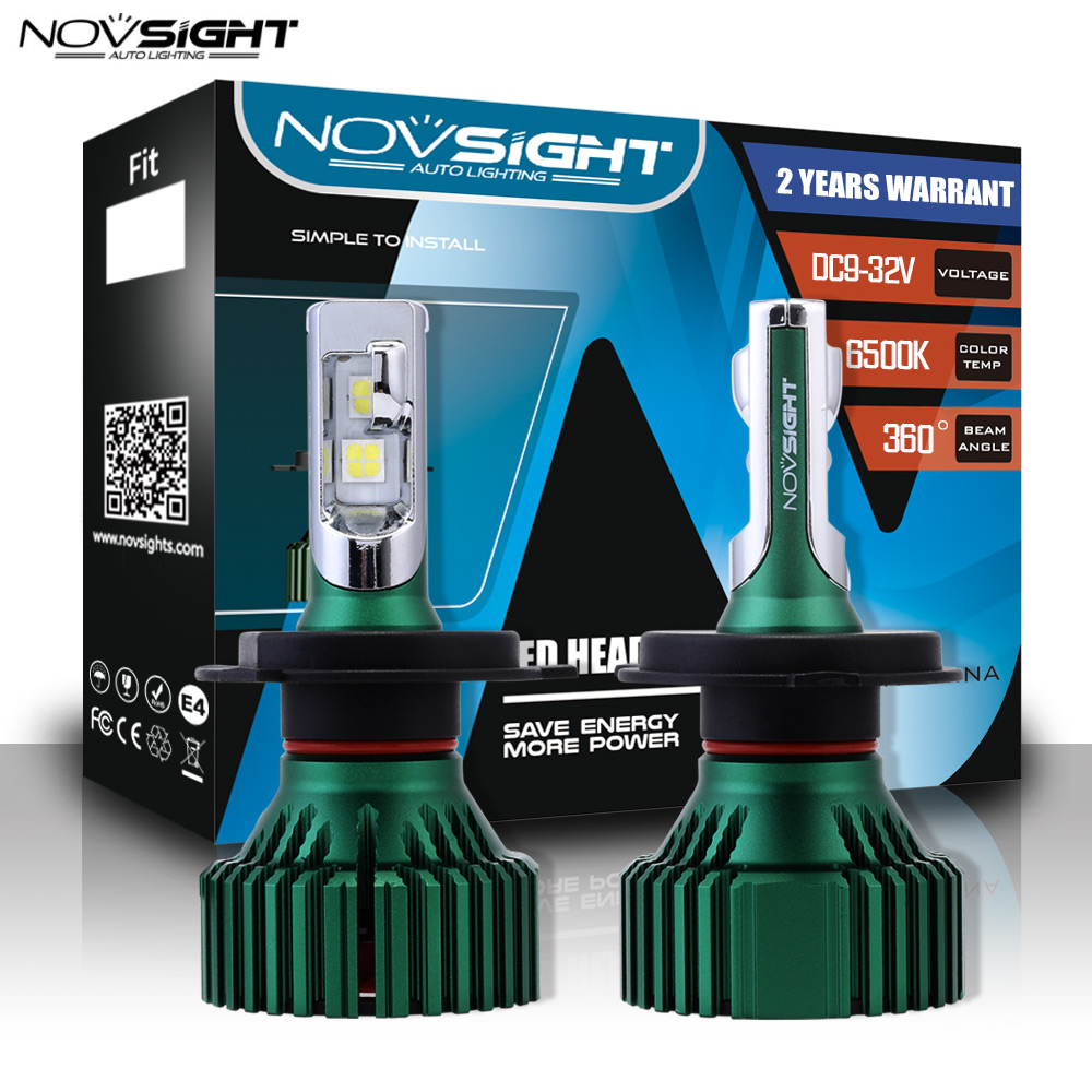 Set 2 đèn pha NovSight N8 H4 9003 HB2 16000LM 60W 6500K siêu sáng chất lượng cao cho xe hơi