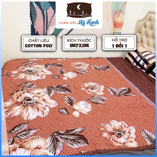 Chăn hè Cotton Poly trần bông 3 lớp hình Trà Nâu nhẹ thấm hút mồ hôi tốt kích thước 1m7x2m -CH16