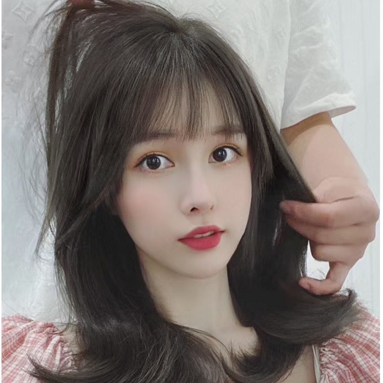 Tóc Mái Giả 3D Bằng Sợi Tổng Hợp Chịu Nhiệt Độ Cao Màu Trắng Thời Trang Cho Nữ