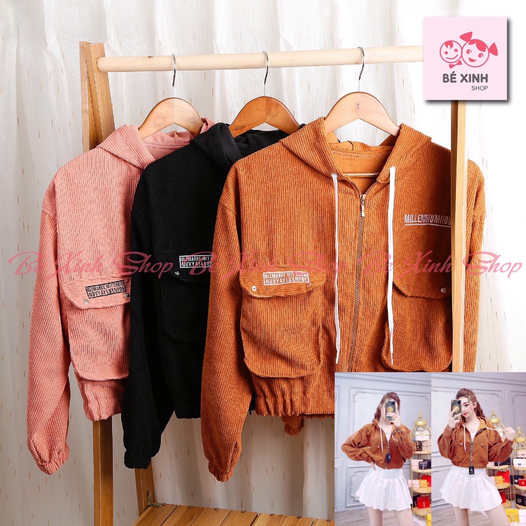 Áo khoát nữ áo khoác croptop dáng lửng nữ nhung gân tăm hot -
