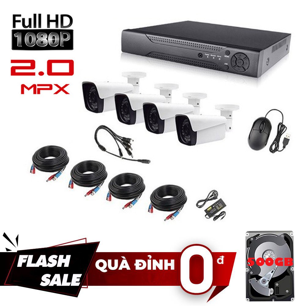 Bộ Camera 4 kênh full HD 1080P - Trọn bộ camera 4 mắt đủ phụ kiện