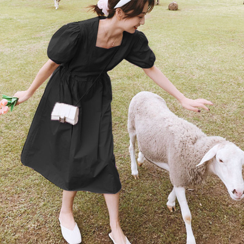 Đầm dài tay phồng thời trang pháp xinh xắn dành cho nữ