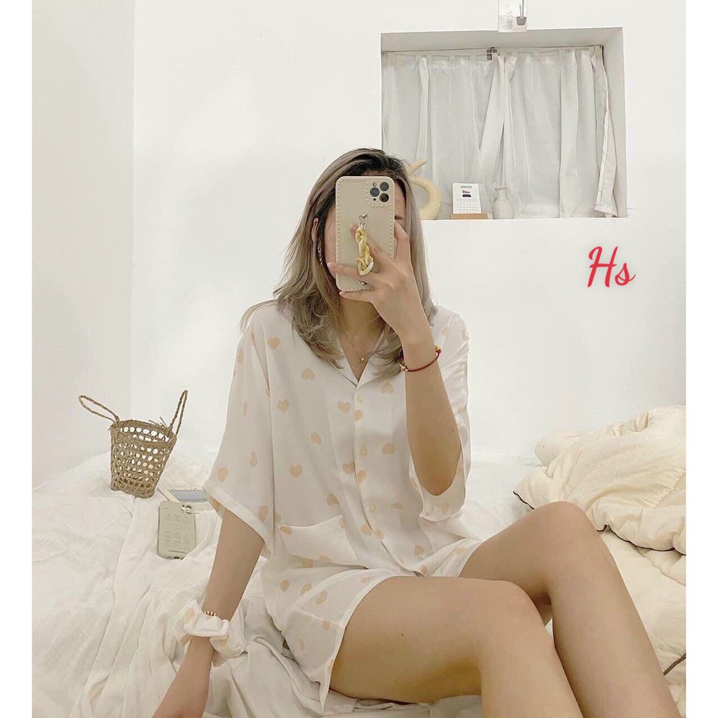 [Mã FAMARAL2 giảm 10K đơn 50K]  Bộ Pijama Ngủ Nữ Bò Sữa Set Quần Áo Ngủ Cộc Tay In Hình 5D 3 Màu
