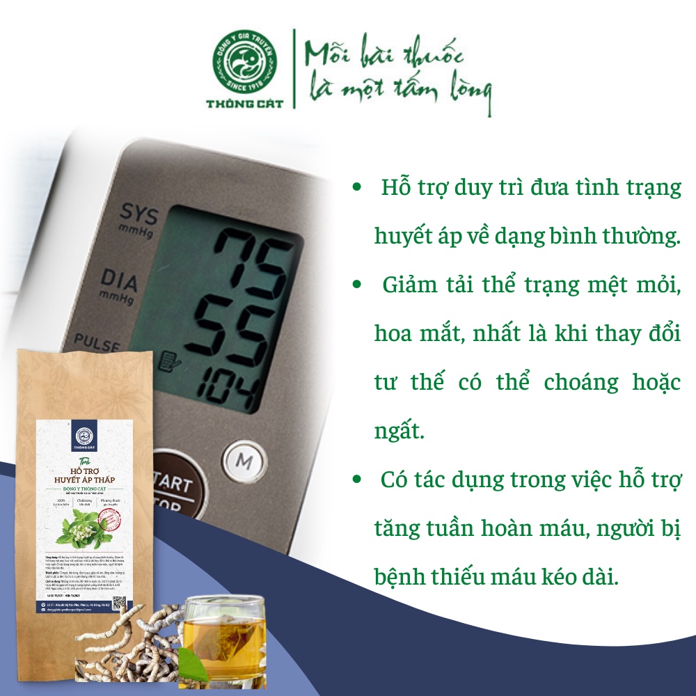 Trà cho người huyết áp thấp túi lọc thảo mộc_Hết chóng mặt, bổ máu, tăng tuần hoàn máu Đông y gia truyền Thông Cát