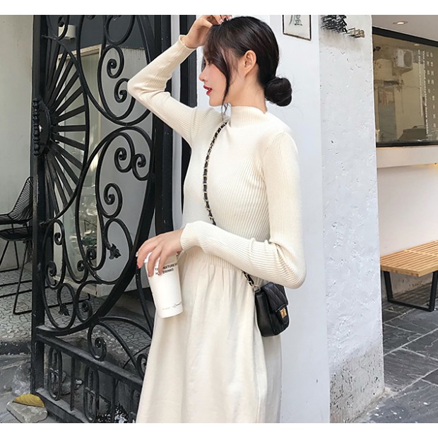 Váy thun dáng xòe, trơn một màu, freesize