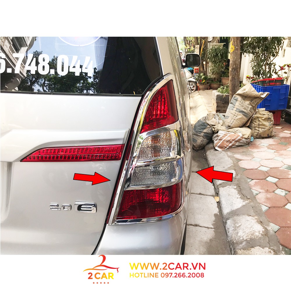 Ốp viền đèn pha, hậu xe Toyota Innova 2012-2016 mạ crom cao cấp