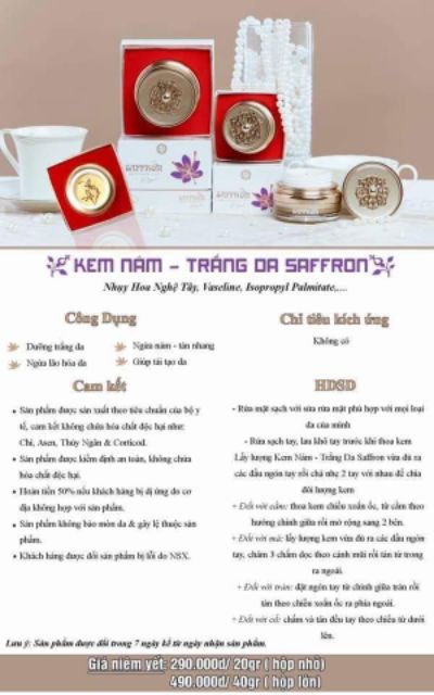 KEM NÁM SAFFRON HỦ 20g