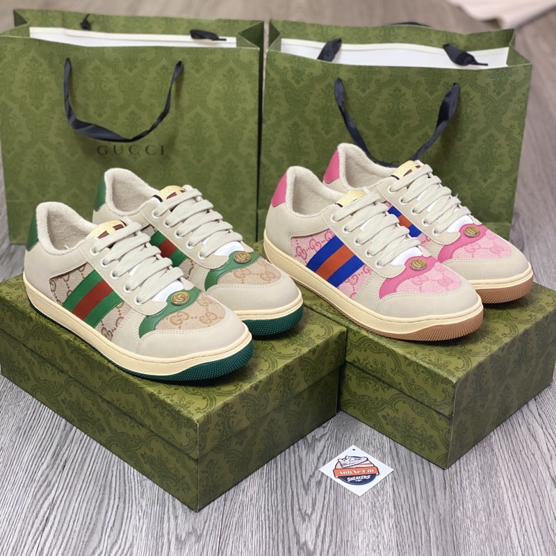 Giày Gucci Sơn tùng xanh hồng cao cấp . Giày sneaker nam nữ cổ thấp Xịn