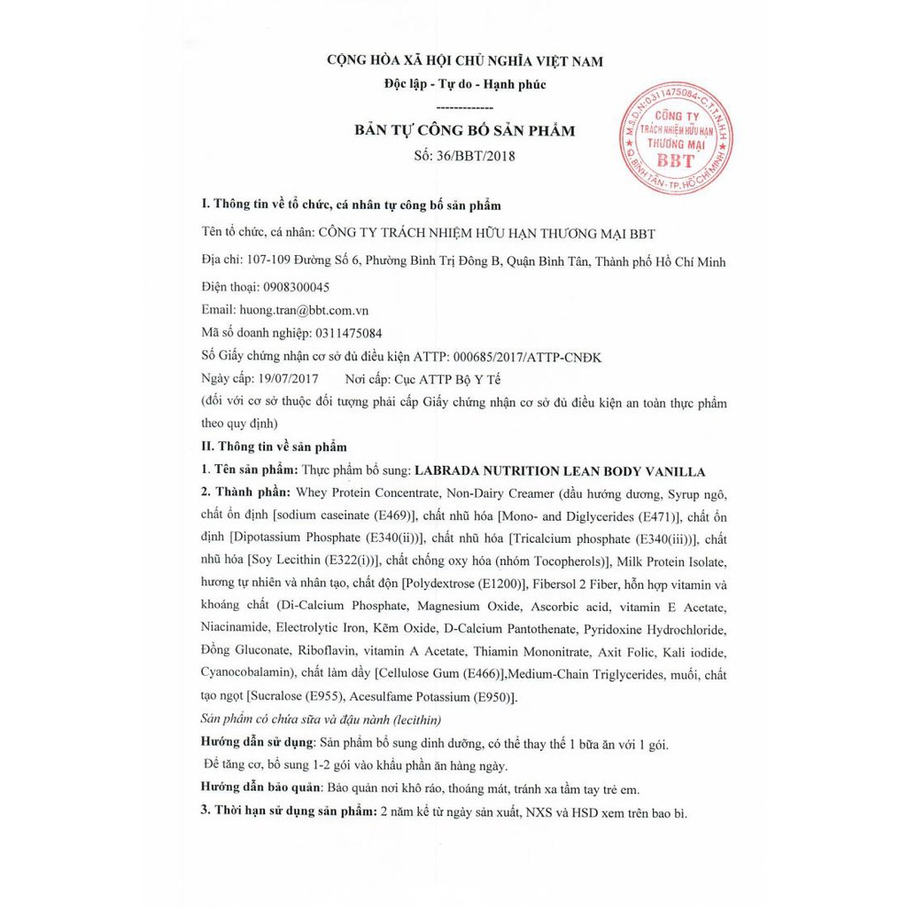 Labrada Lean Body Gói, Sữa Thay Thế Bữa Ăn, 40g Protein, 8G Chất Béo Tốt & Chất Xơ, 21 Vitamin Khoáng Chất