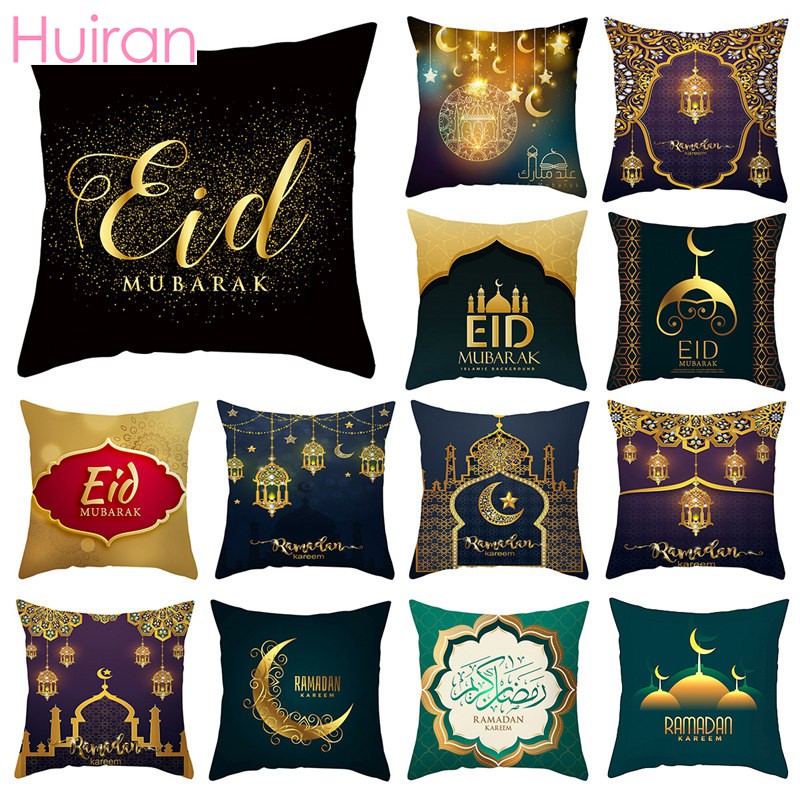 Vỏ gối trang trí phòng hình chữ Eid Mubarak 45*45cm phong cách giáng sinh đẹp mắt
