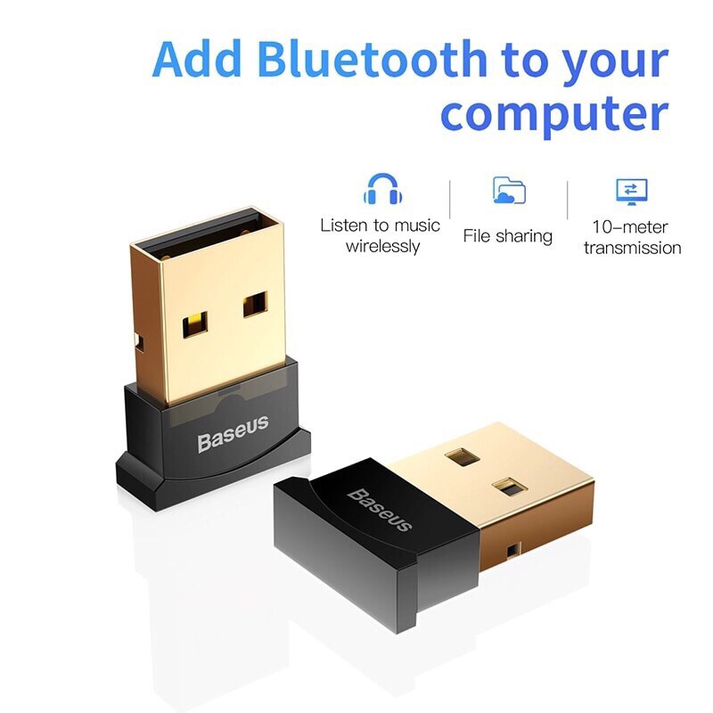 Baseus Mini USB Bluetooth BA04 CSR 5.0 Adapter cho máy tính / Laptop Windows (USB Bluetooth Receiver Adapter)