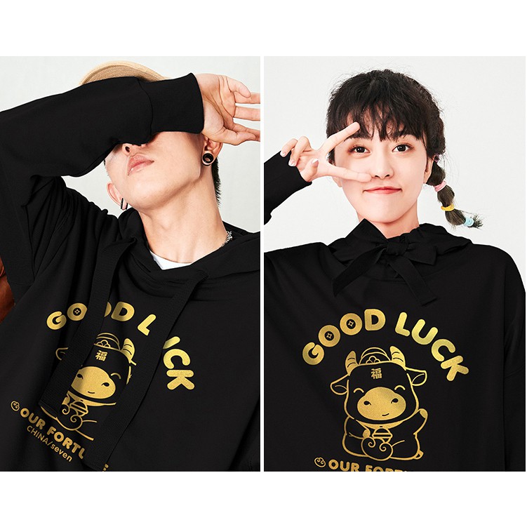 Áo Hoodie Đôi Nam Nữ Xuân Tân Sử 2021 - Chất nỉ dày đẹp - Hình in trâu siêu Cute [TẶNG TẤT NAM NỮ] | BigBuy360 - bigbuy360.vn