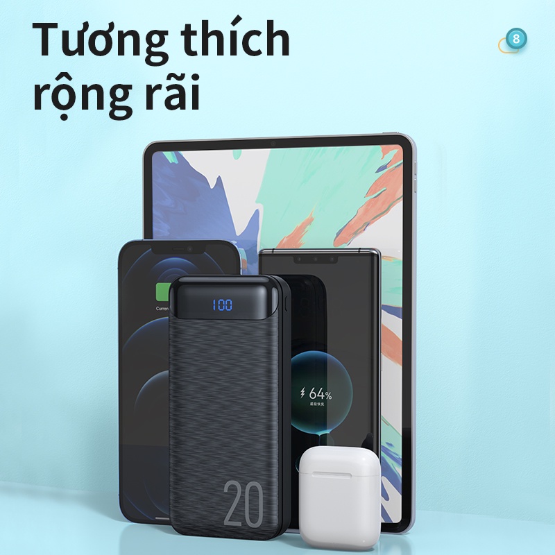 Sạc dự phòng 10000-20000mAh KIVEE Hỗ trợ sạc nhanh 2.1A, hỗ trợ 2 cổng sạc bảo hành sáu tháng