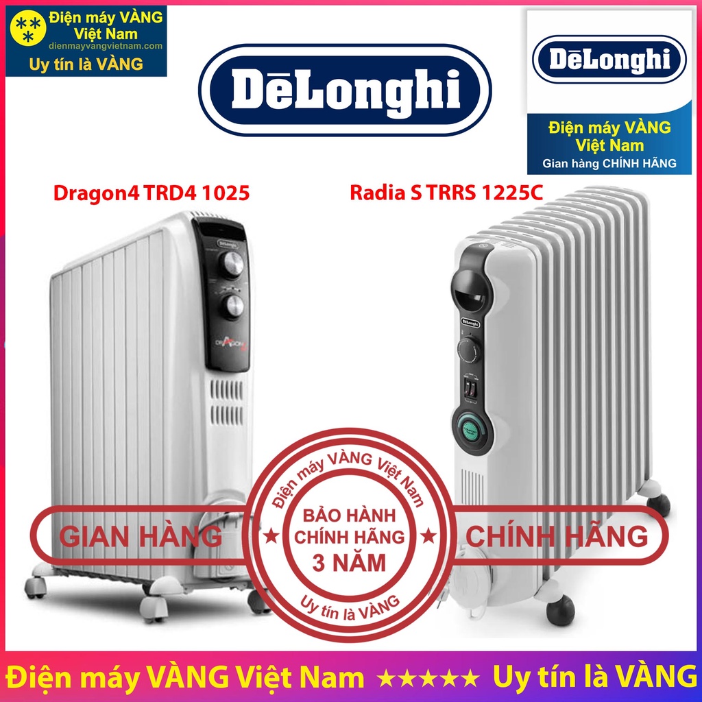 Máy sưởi dầu DeLonghi Dragon4 TRD4 1025 Radia S TRRS 1225C Hàng chính hãng