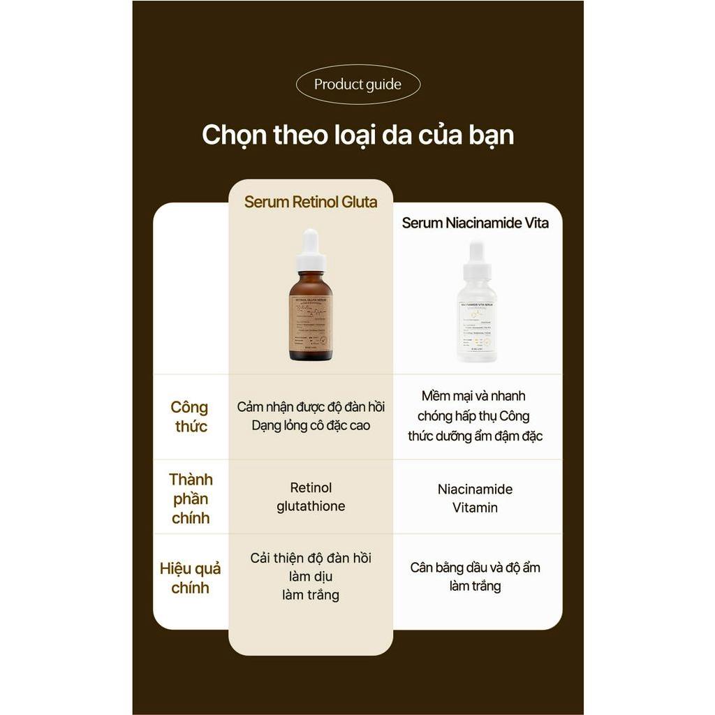 Bộ đôi Serum Retinol &amp; Niacinamide Dưỡng Trắng Da Chống Lão Hóa Cao Cấp BERGAMO