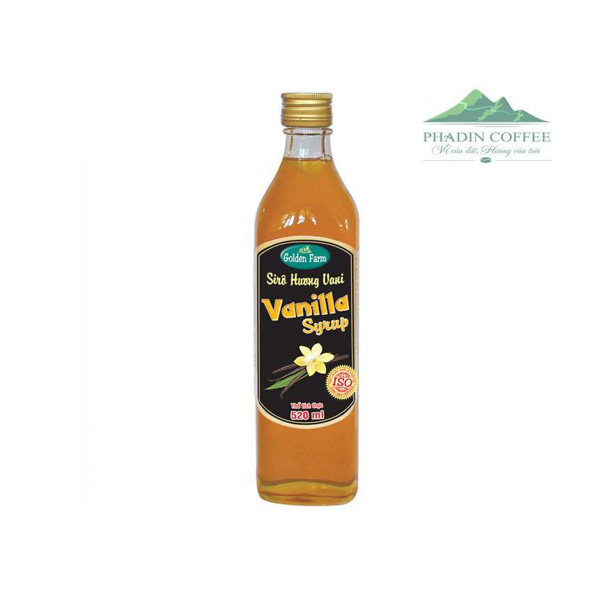 Siro Golden Farm chai thuỷ tinh 520ml Vani, nguyên chai