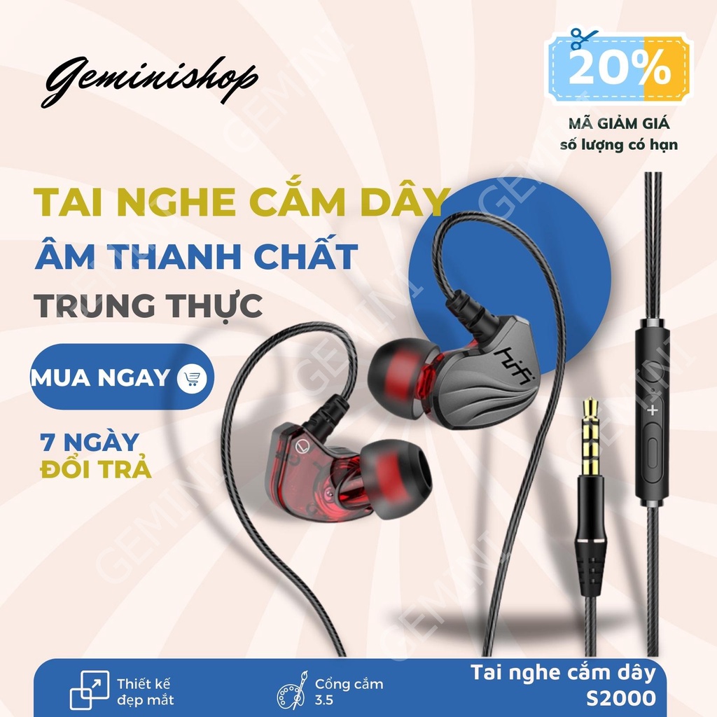 Tai nghe Siêu Bass hifi âm thanh cực hay màu đen S2000