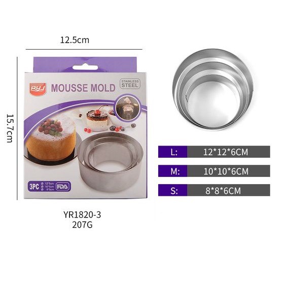 BỘ 3 KHUÔN RING MOUSSE TRÒN NHỎ