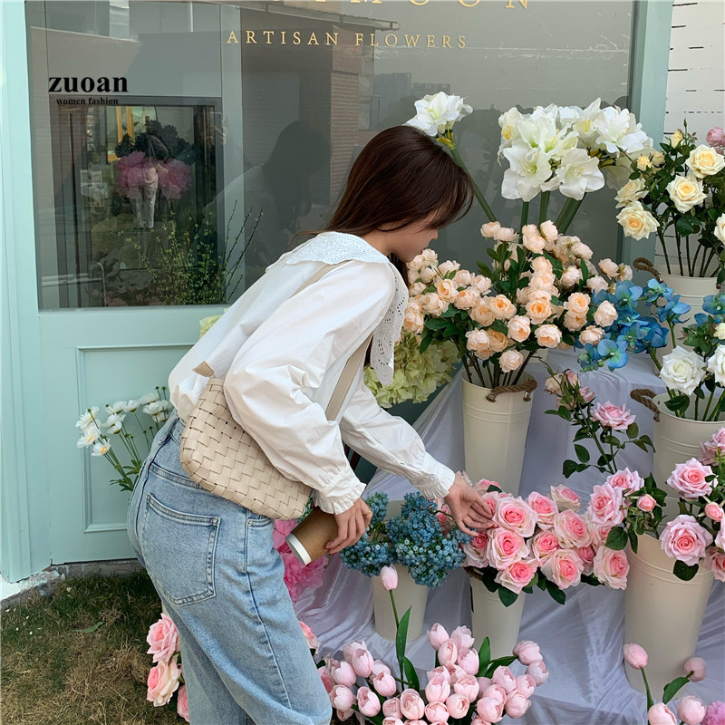 SUXI Áo Sơ Mi Tay Dài Thêu Hoa Thời Trang Retro Cho Nữ