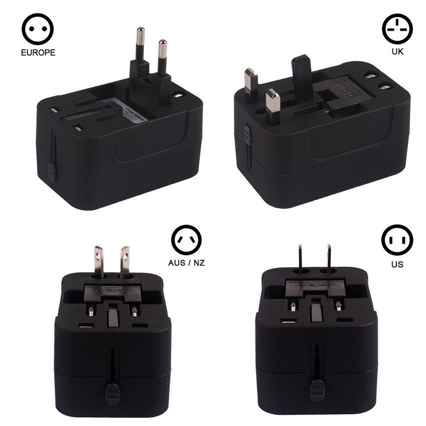 Ổ cắm du lịch 2 cổng USB chuyển đổi ổ cắm điện đa năng tương thích với hầu hết các dòng máy