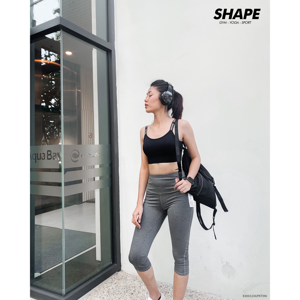 Quần lửng tập gym yoga trơn cắt lỗ laze gấu quần SHAPE - [L034]