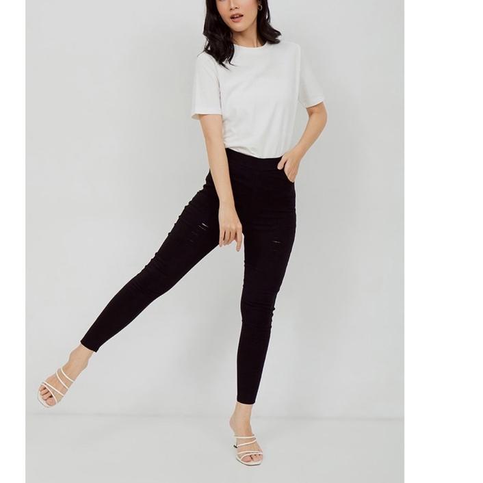 Lorie quần jegging / quần màu đen (stretch)
