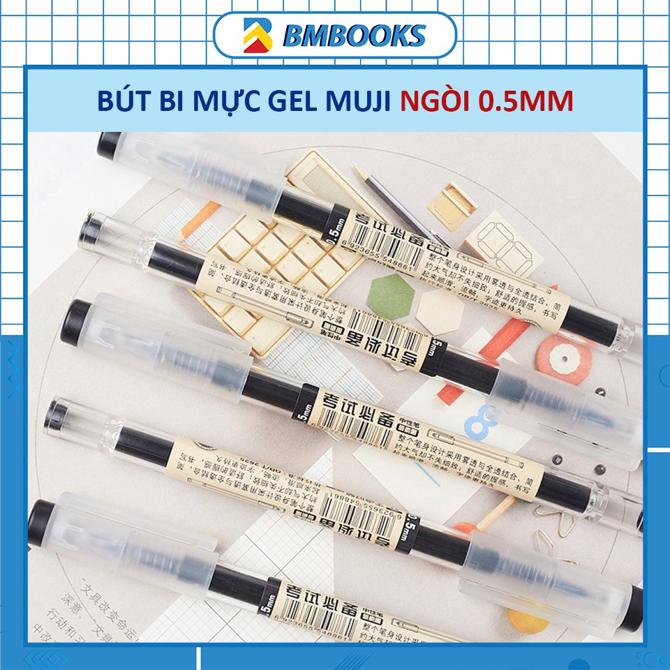 Bút bi mực gel Muji Nhật Bản ngòi 0.5mm đủ phân loại màu thông dụng BMBooks