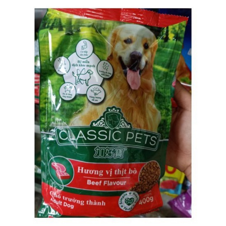 Thức Ăn Chó Classic Pets 400g-1,2kg dạng hạt, Vị Bò Cho Chó Lớn trưởng thành