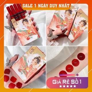 Son kem lì ♥️FREESHIP♥️  Set 5 son cô gái cổ trang - váy đỏ Full màu, hàng chính hãng nội địa trung