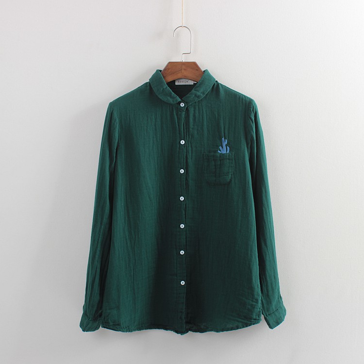 {ORDER} Áo sơmi dài tay cotton 100%, thêu phong cách Nhật Bản