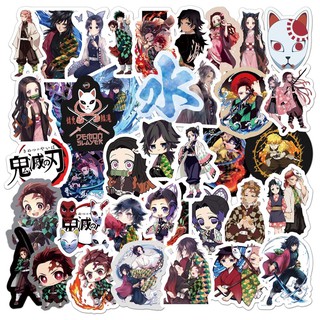 Set 50 miếng dán sticker không thấm nước Kimetsu no Yaiba trang trí sổ tay, điện thoại, laptop, vali...