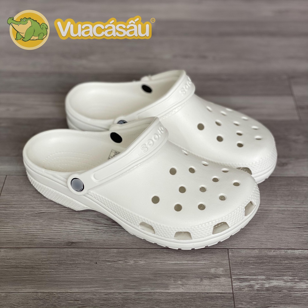 Dép CROCS CLASSIC CLOG Nam Nữ màu Trắng, Siêu Mềm Nhẹ và Êm Ái, chống trơn trượt, đi mưa - Vua Cá Sấu
