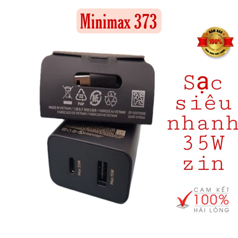 Củ sạc siêu nhanh 35W hổ trợ 2 cổng sạc (PD 35W + USB 15W) SS hàng zin kèm quà tặng siêu cute