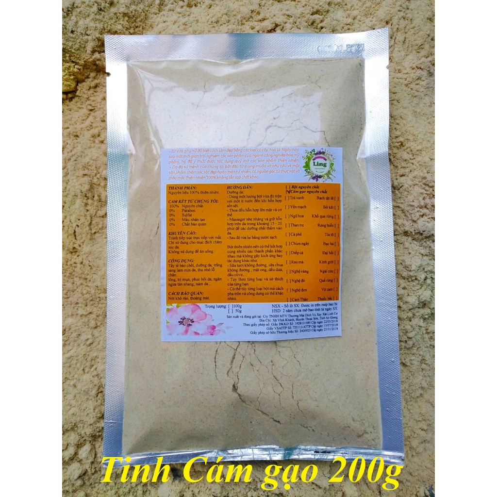 Tinh Cám gạo Sữa 500g nguyên chất thiên nhiên 100% có giấy ĐKKD và VSATTP Ling