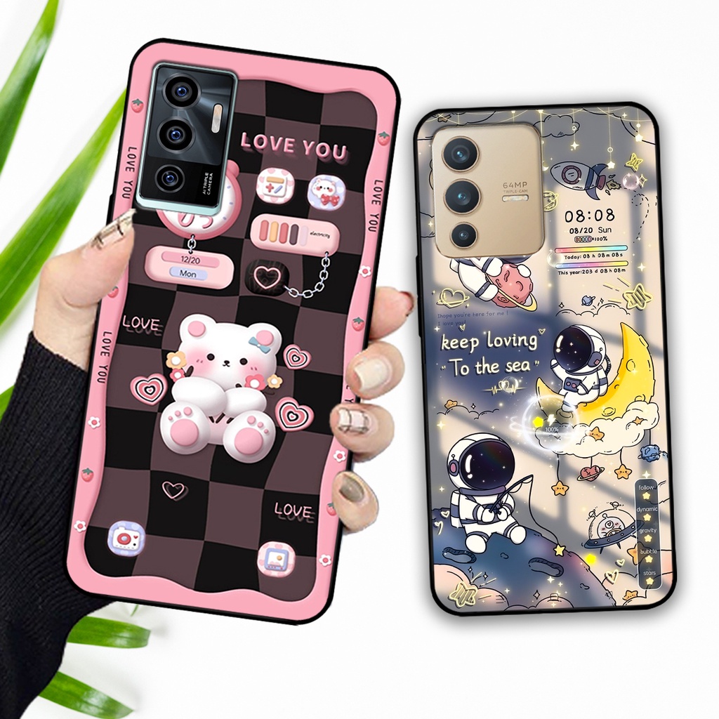 Ốp lưng Vivo V23e - Vivo V23 5G hình gấu, vũ trụ ngân hà chibi. ốp chống sốc bền đẹp