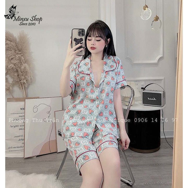 Đồ Ngủ Pijama Quần Lửng Tay Ngắn Vải Lụa Mango Mềm Mịn Siêu Xinh, Phom Thoải Mái Rộng Rãi Mã PB