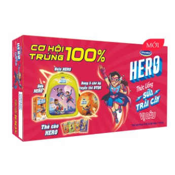 1 THÙNG THỨC UỐNG SỮA TRÁI CÂY HERO VỊ DÂU - THÙNG 48 HỘP X 110ML