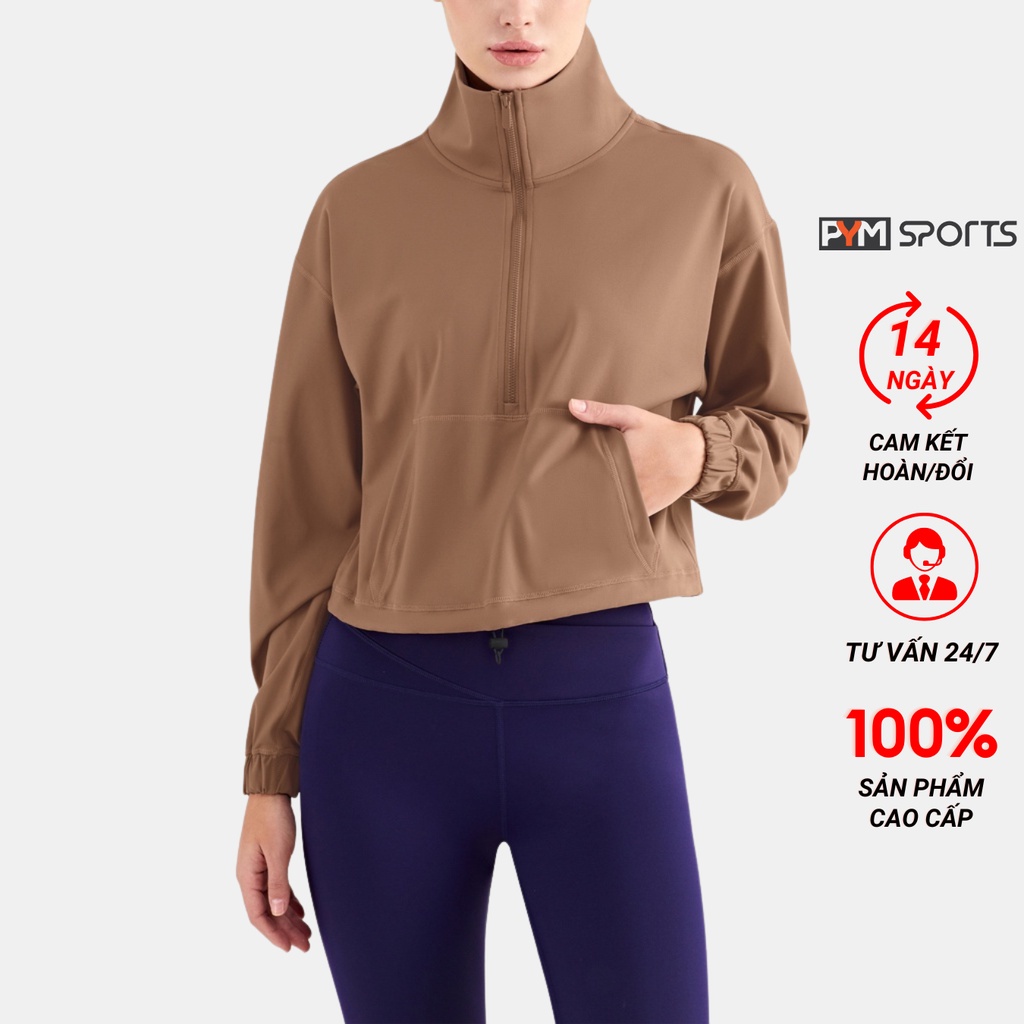 Áo Khoác Thể Thao Nữ PYM SPORT Dài Tay Dáng Hoodie Có Khóa Kéo Phía Trước Chất Liệu Cao Cấp Mềm Nhẹ Yhoáng khí PYMAT030